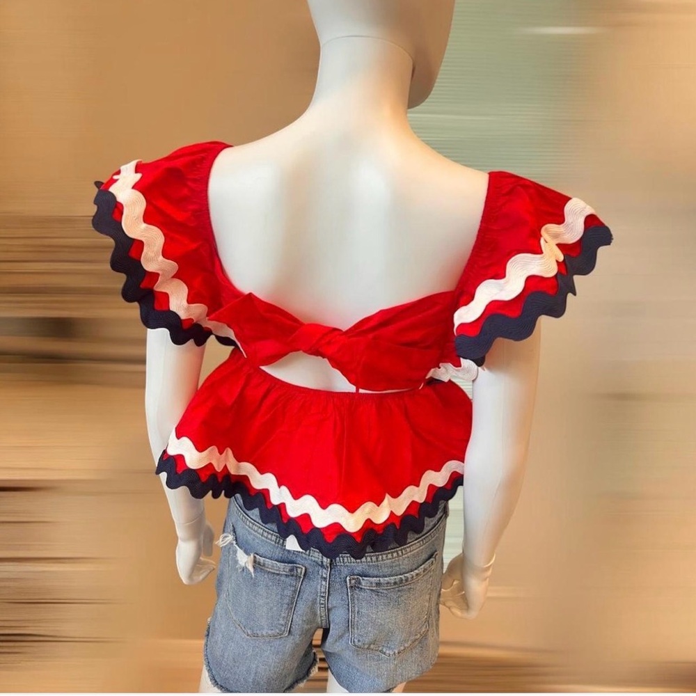 DAY & MOON red rickrack patriotic vibes halter S M - Picture 4 of 5